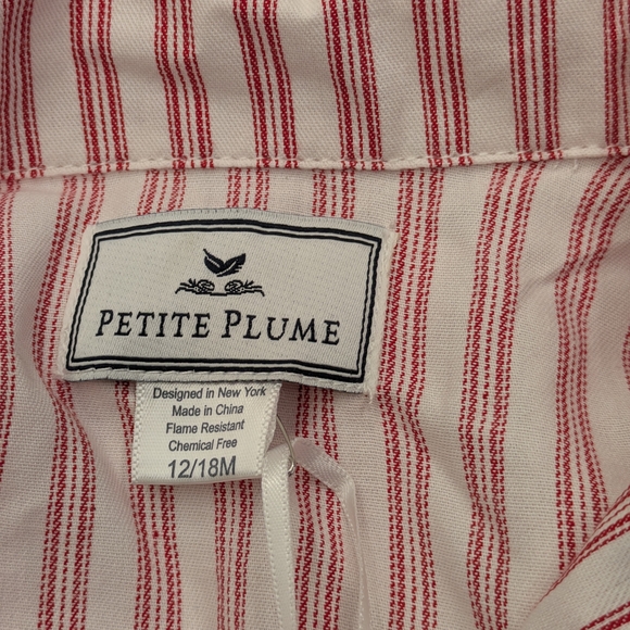 Red and White Striped Kids Pajama Set Sz  12/18 Mos Petite Plume NWT - Picture 5 of 8